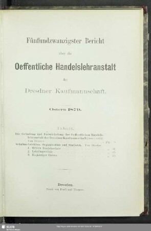 25.1878/79: Bericht über die Öffentliche Handelslehranstalt der Dresdner Kaufmannschaft