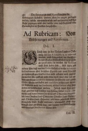 Ad Rubricam: Von Belehrnungen und Revisionen. - Ad Rubricam: Von der Vormundschafft.