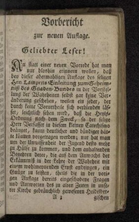 Vorbericht zur neuen Auflage. Geliebter Leser!