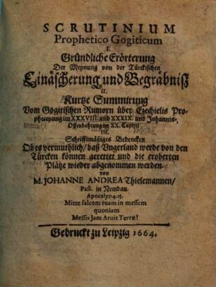 Scrutinium prophetico Gogiticum