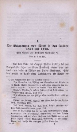 I. Die Belagerung von Reuß in den Jahren 1474 und 1475.