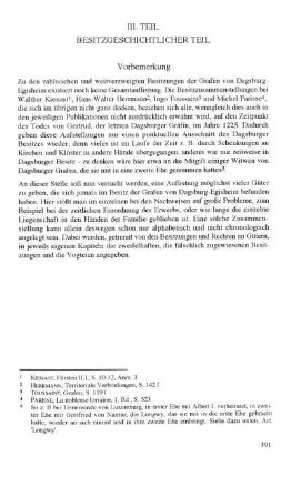 III. Teil: Besitzgeschichtlicher Teil