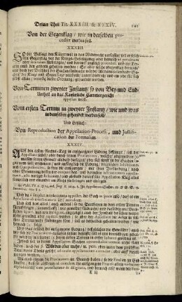 Von Terminen zweyter Instantz, so von Bey- und End-Urtheil an das Kayserliche Cammergericht appellirt wird.