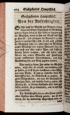 Sechzehntes Hauptstück. Von der Aufrichtigkeit.