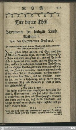 Der vierte Theil. vom Sacramente der heiligen Taufe