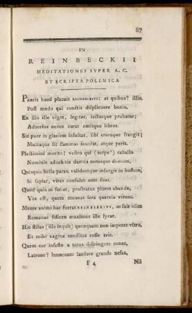 In Reinbeckii Meditationes Super A. C. Et Scripta Polemica