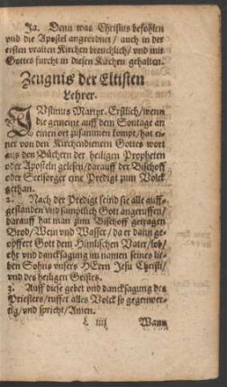 Zeugnis der Eltisten Lehrer.