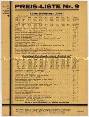 Preisliste über Jauchepumpen und Zubehör