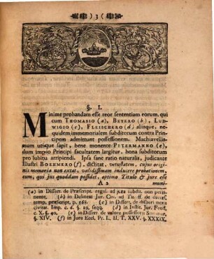 Joh. Ulrici Crameri, J. V. ... Resolutio problematis juris an praescriptio immemorialis subditorum relevet contra ordinationem provincialem