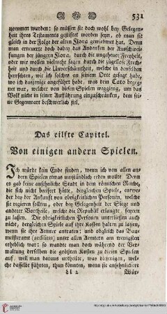 Das eilfte Capitel: Von einigen andern Spielen