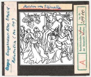 Meister von Flémalle (Robert Campin), Kopie, Kreuzabnahme-Altar, Mittelteil, Rekonstruktion Januar 1949. Liverpool