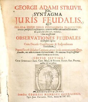 Syntagma juris feudalis ...