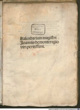 Kalendarium : mit Gedicht auf das Werk ‘Aureus hic liber est ...’