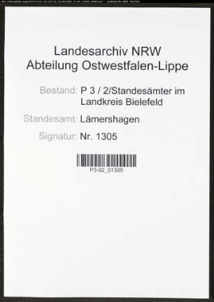 Heiratsregister Standesamt Lämershagen