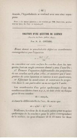Solution d'une question de licence.