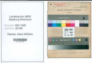 Entnazifizierung Hans Wilhelm Dewies , geb. 30.04.1889 (Verstandsmitglied)