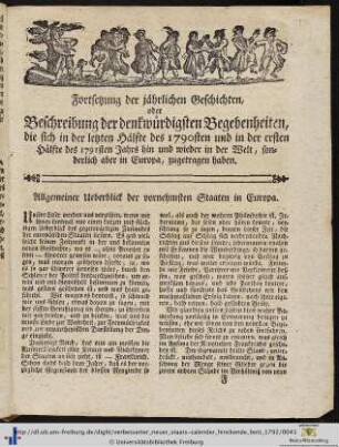 Fortsetzung der jährlichen Geschichten, oder Beschreibung der denkwürdigsten Begebenheiten.