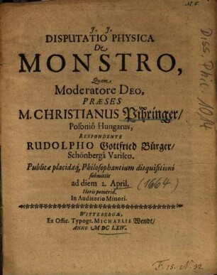 Disputatio Physica De Monstro