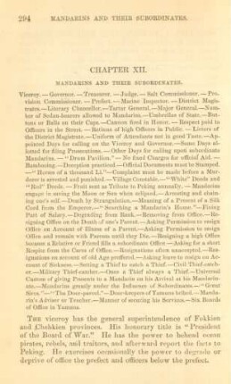 Chapter XII. Mandarins and their subordinates