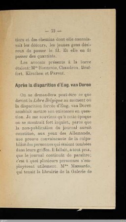 Après la disparition d' Eug. van Doren