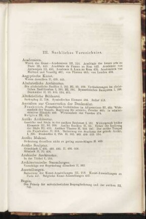 III. Sachliches Verzeichniss.