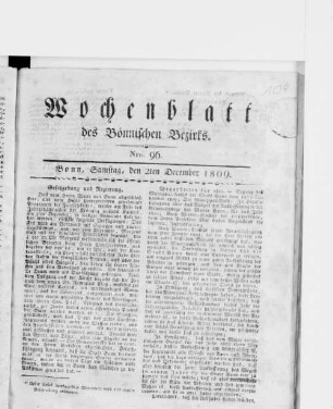 Wochenblatt des Bönnischen Bezirks