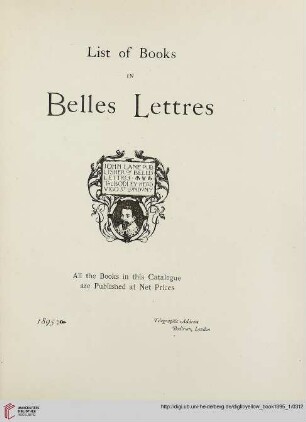 List of books in Belles Lettres