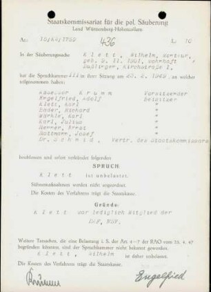 Klett, Wilhelm