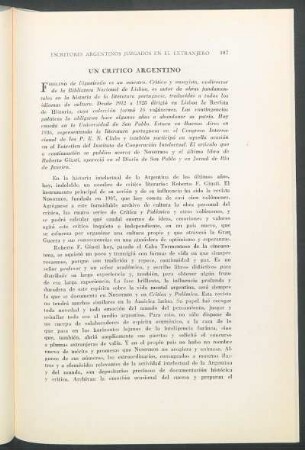 Un crítico argentino