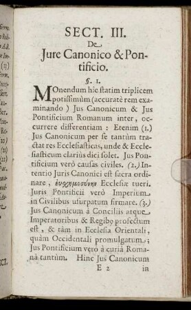 Sect. III. De Jure Canonico & Pontificio.