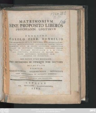 Matrimonivm Sine Proposito Liberos Procreandi Legitimvm
