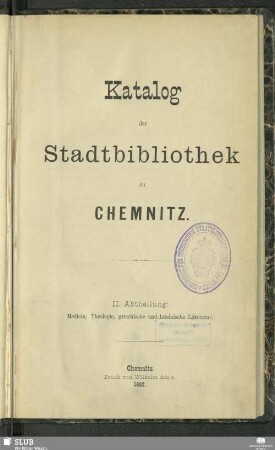 2. Abt.: Medicin, Theologie, Griechische und lateinische Litteratur