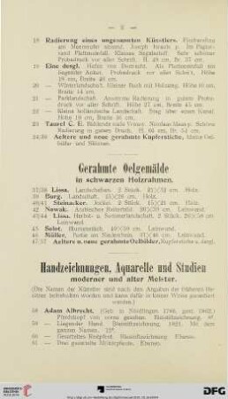 Handzeichnungen, Aquarelle und Studien (Nr. 58-249)