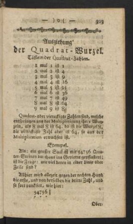 Ausziehung der Quadrat-Wurzel.
