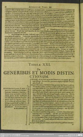 Tabula XXI. De Generibus Et Modis Distinctionum