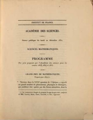 Académie des Sciences. Séance publique du lundi 20 décembre 1852