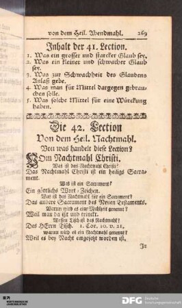 Die 42. Lection Von dem Heil. Nachtmahl.
