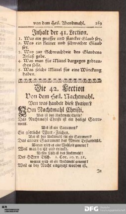Die 42. Lection Von dem Heil. Nachtmahl.