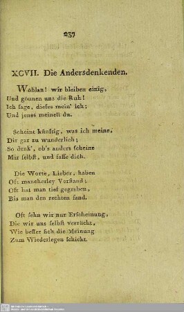 XCVII. Die Andersdenkenden