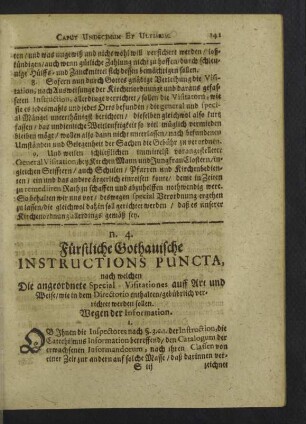 n. 4. Fürstliche Gothanische Instructions Puncta