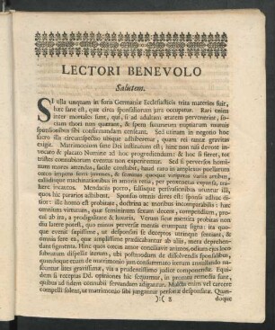 Lectori Benevolo Salutem.