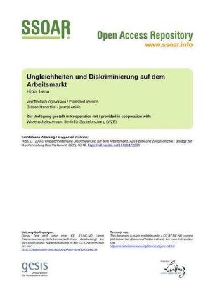 Ungleichheiten und Diskriminierung auf dem Arbeitsmarkt