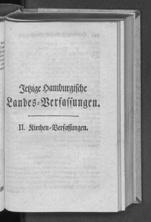 Jetzige Hamburgische Landes=Verfassungen. II. Kirchen=Verfassungen.