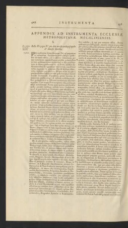 Appendix Ad Instrumenta Ecclesiae Metropolitanae Mechliniensis