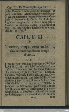 Caput II. De Nomine, tempore extructionis, situ & mutatione huius templi secundi