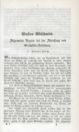 Erster Abschnitt. Allgemeine Regeln bei der Abfassung von Geschäfts-Aufsätzen