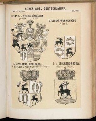 Taf. 101. Heinr: Gr. z. Stolbg: Königstein. - Stolberg:-Wernigerode. - Gr. Stolberg-Stolberg. - Gr. z. Stolberg-Rossla.