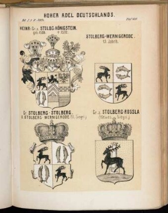 Taf. 101. Heinr: Gr. z. Stolbg: Königstein. - Stolberg:-Wernigerode. - Gr. Stolberg-Stolberg. - Gr. z. Stolberg-Rossla.