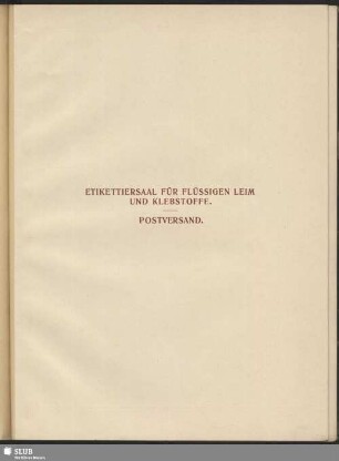 Etikettiersaal für flüssigen Leim und Klebstoffe. Postversand