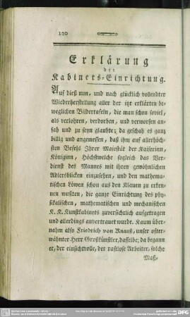 Erklärung der Kabinets-Einrichtung
